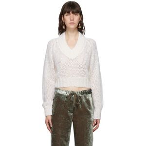 Marni white mohair v-neck sweater